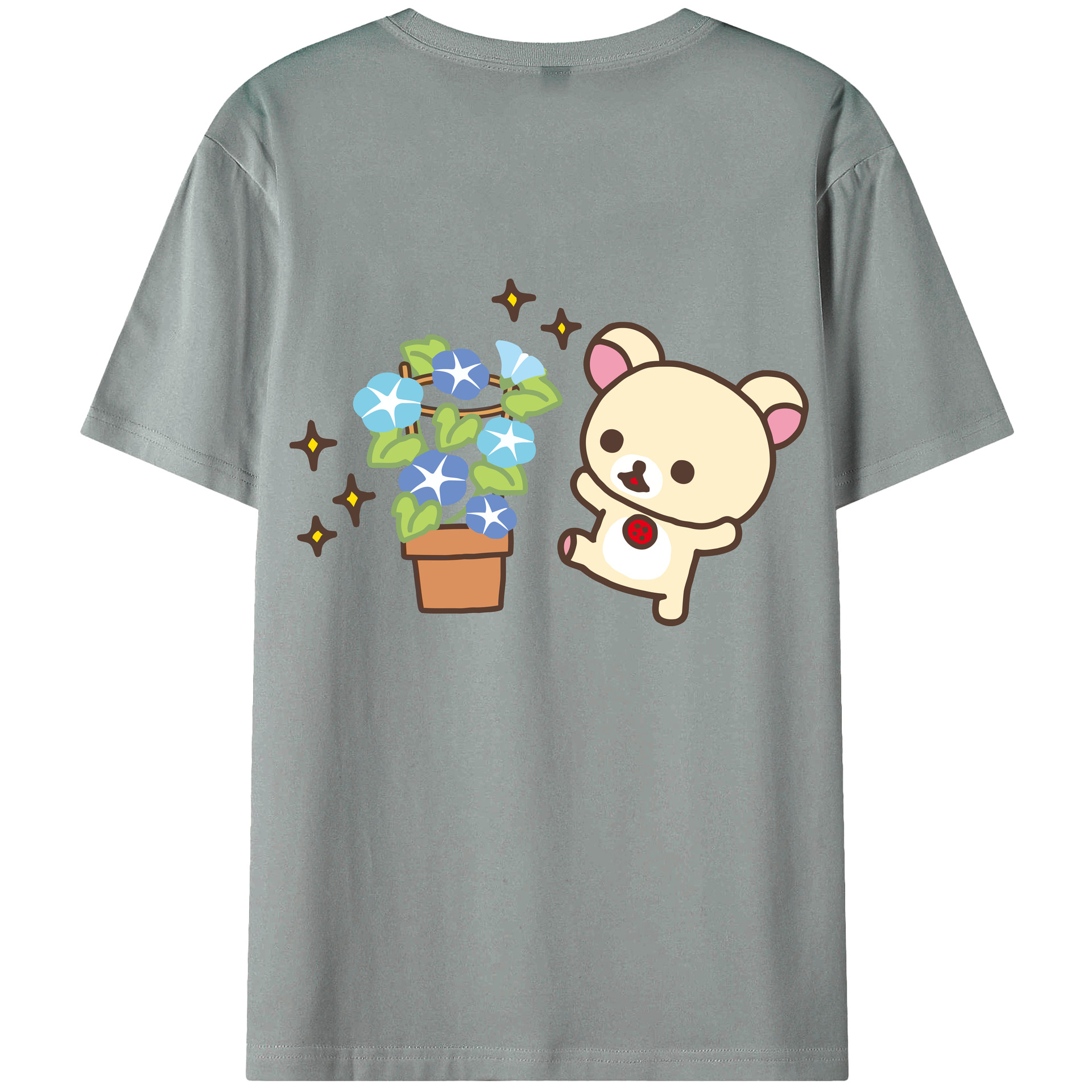 （画像用） リラックマ リラックマ キイロイトリ Rilakkuma Korilakkuma Kiiroitori 綿100％ メンズ半袖Tシャツ（バックプリント） 通気性